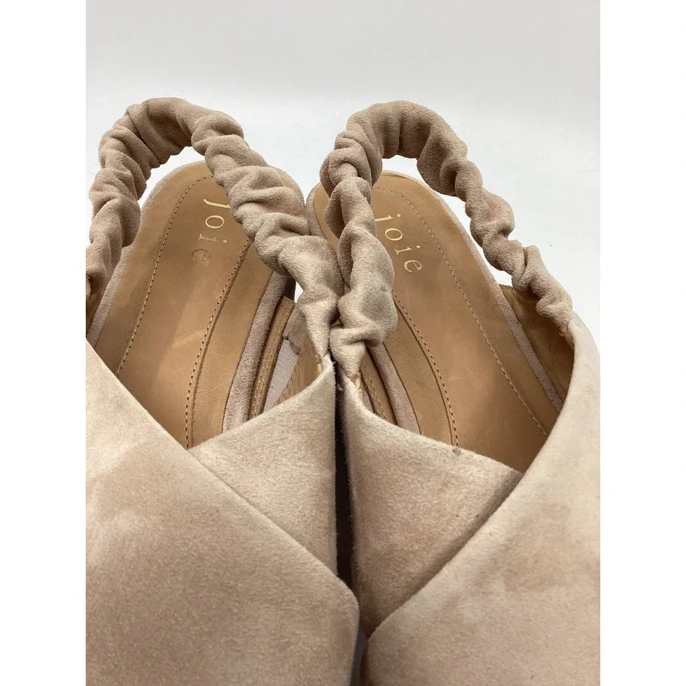 Joie Tan Suede Crisscross Slingback Platform Wedge Sandals Size 38.5 Espadrille